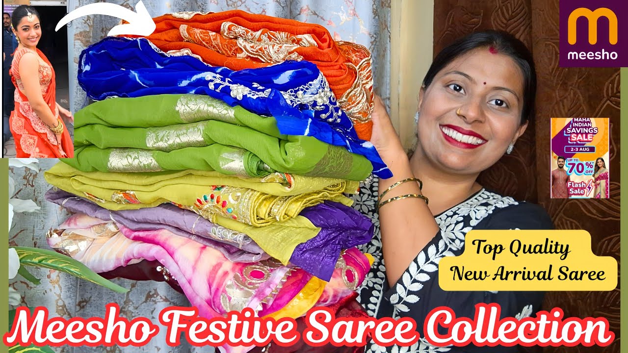Meesho New Arrival Festive Saree Haul ll Rs.600 only ll Best Quality Saree ll Upto 70% off ll Meesho