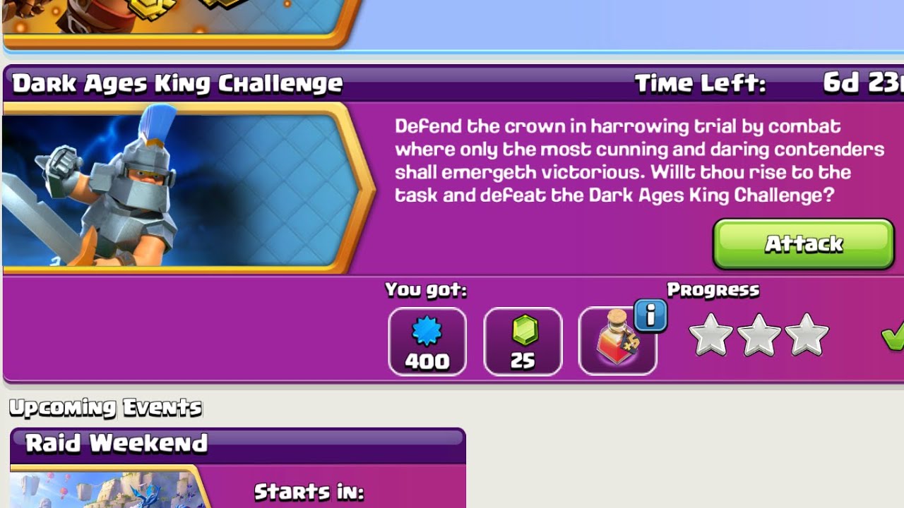 Dark ages King Challenge easily 3 star🔥🔥🔥 #cocneweventattack