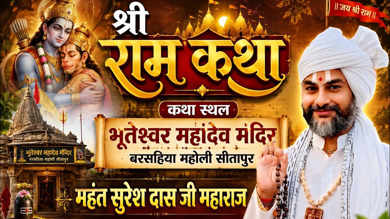 Live Day 8 Shri Bhuteswar Mandir Barsahiya Maholi Sitapur U.P. Mahant Suresh Das Ji Maharaj