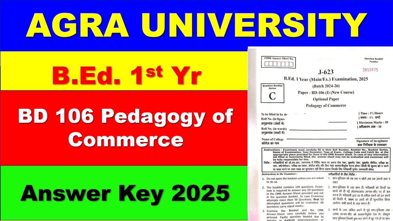 BD 106 Pedagogy of Commerce Answer Key 2025 ll B.Ed. 1st Yr ll Agra University