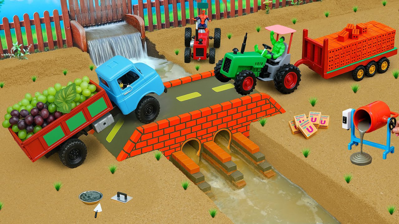 DIY Mini Tractor Construction: Concrete Bridge + Modern Drainage Build