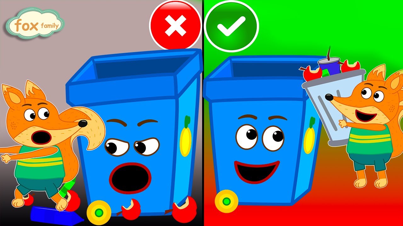 The Fox Family and friends talking garbage bin - cartoon for kids new full episode #883