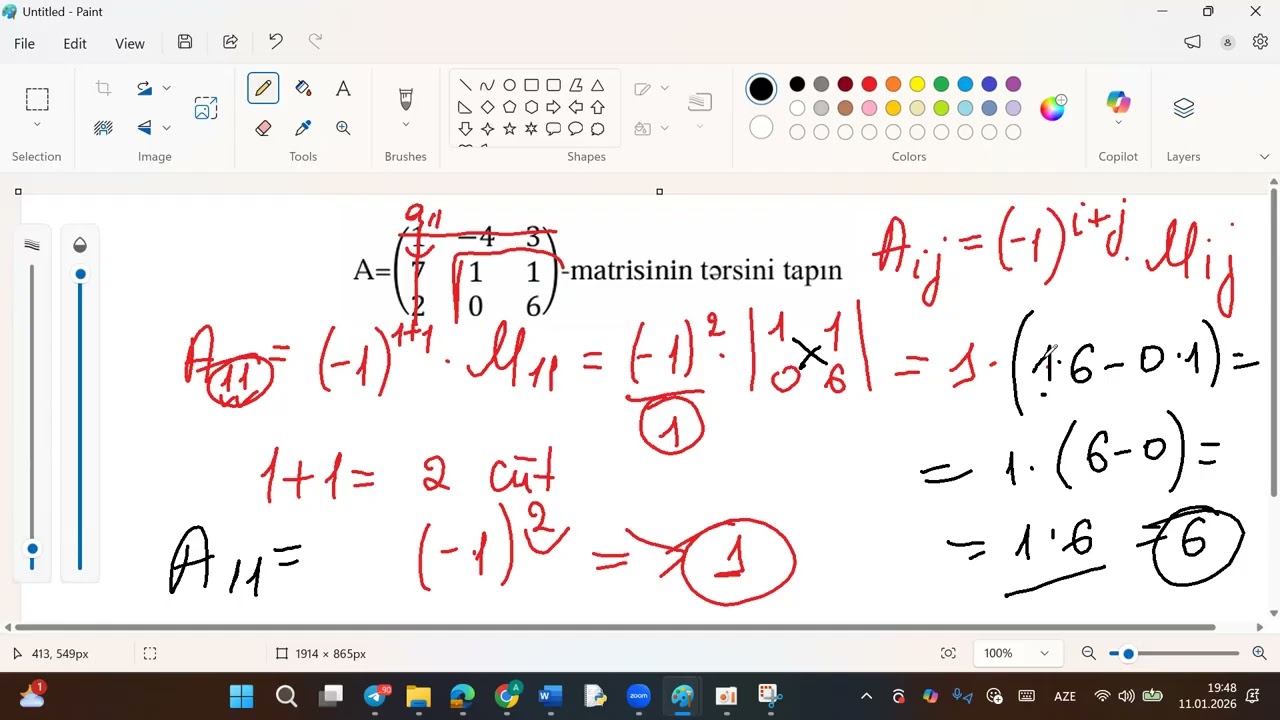 Matrisin tərsi ( qoşması,minor və cəbri tamamlayıcı)