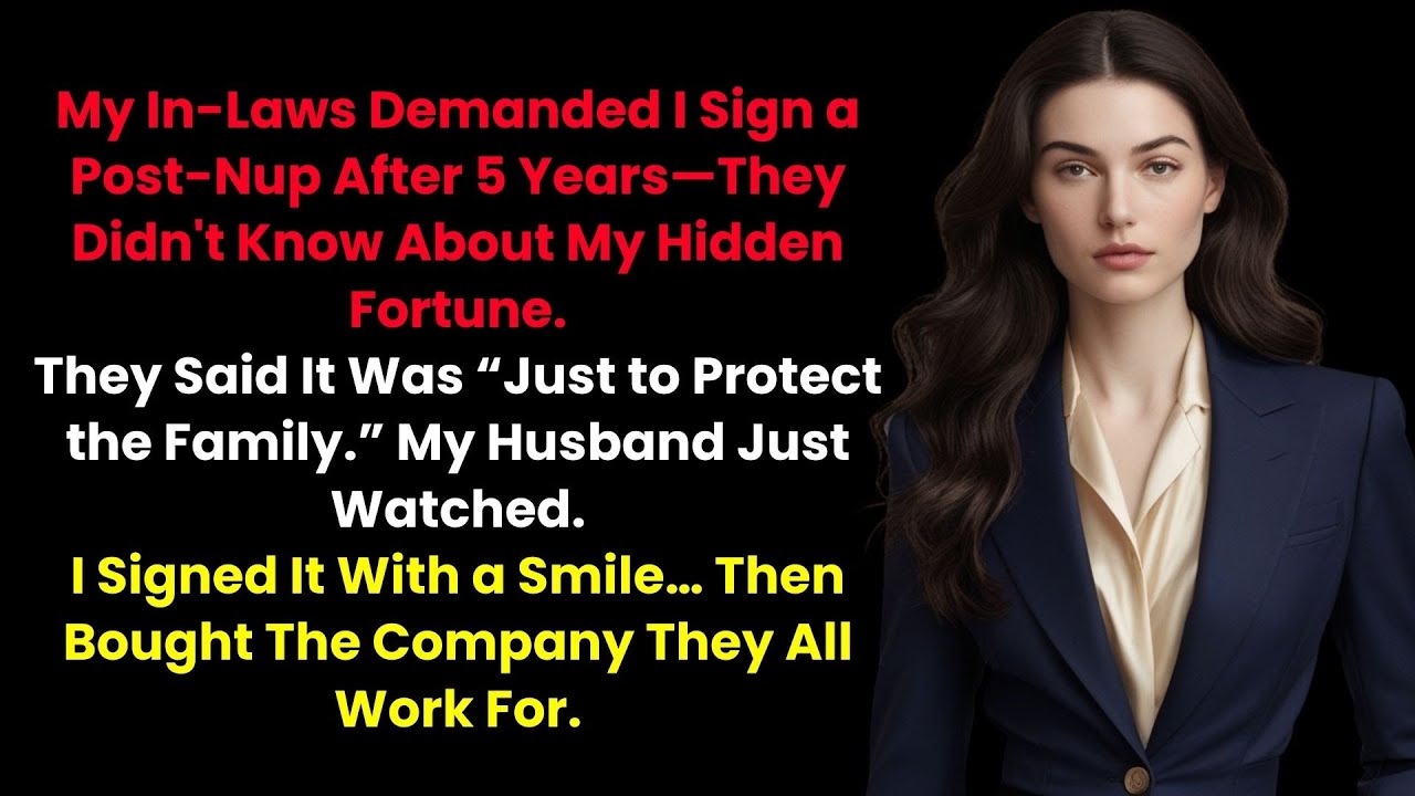 My In-Laws Demanded I Sign a Post-Nup After 5 Years—They Didn't Know About My Hidden Fortune