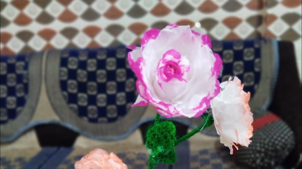 Diy napkin rose 🌹 make napkin rose 🌹 homemade rose 🌹 artificial rose