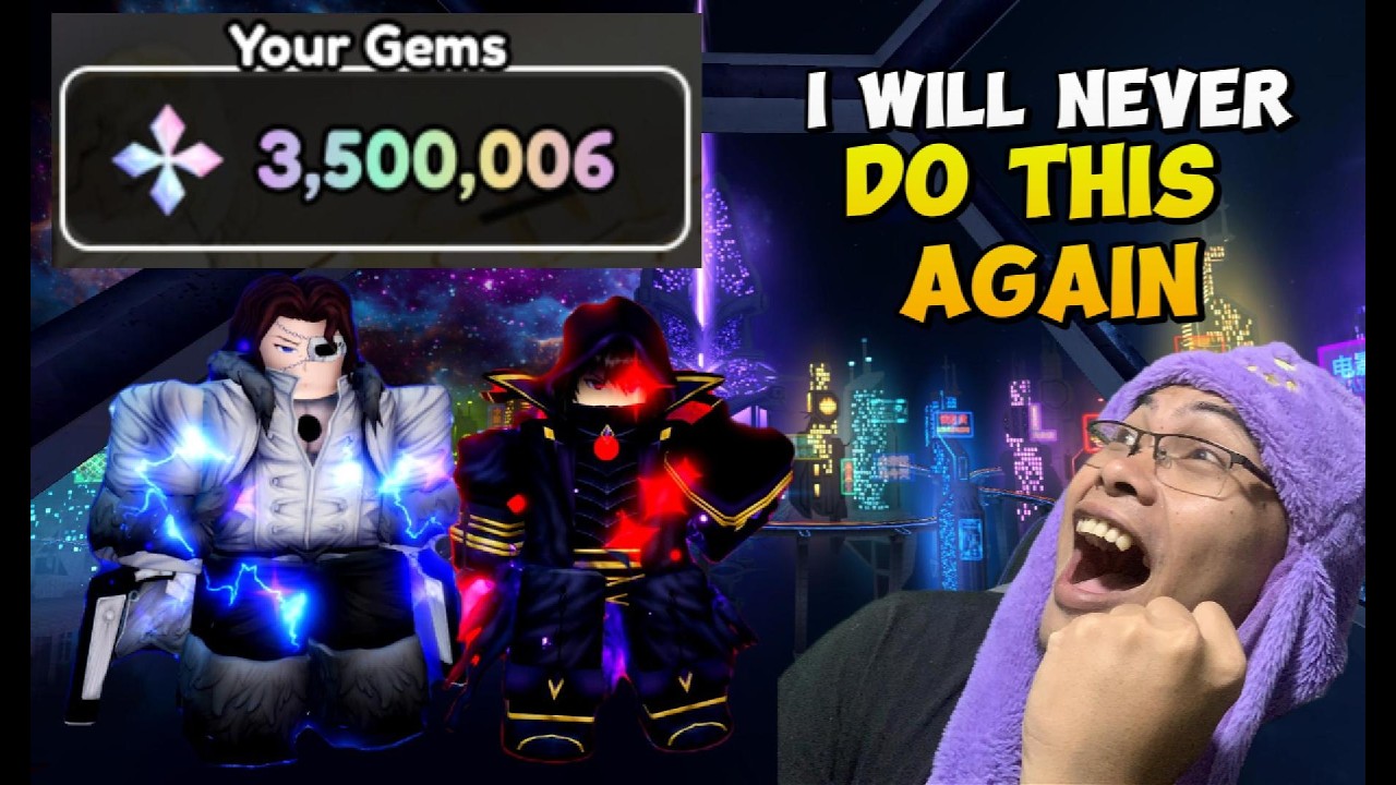 Потратил 3,5 миллиона самоцветов в Roblox Anime Paradox.