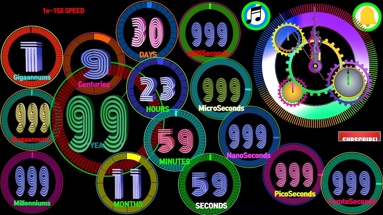 Colorful Clock 1.9999 Gigaannums(1.9999 billion years)  timer  countdown alarm🔔 speed feeling