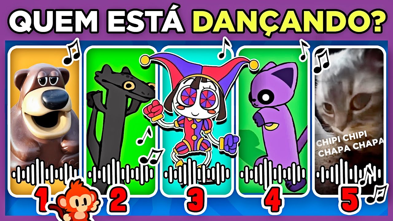 🕺 QUEM ESTÁ DANÇANDO? #3 | Banguela | Pomni | Sonic | Freddy | Chip Chapa | Catnap #quiz #macaquiz