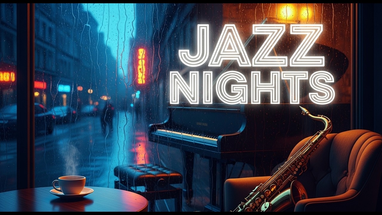 Late Night Coffee Jazz ☕ Smooth Piano & Saxophone with Rain Sounds for Relaxing Study Mood