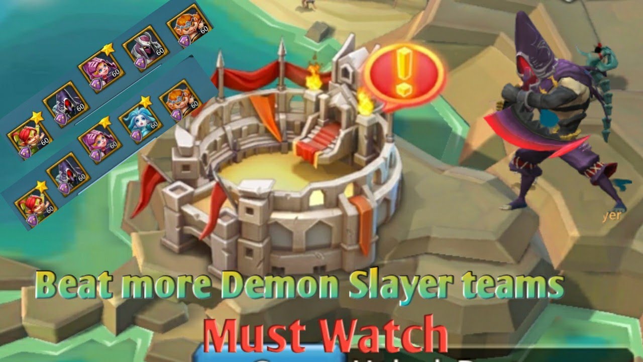 Lords mobile Colosseum best f2p team to beat rose knight with demon Slayer teams