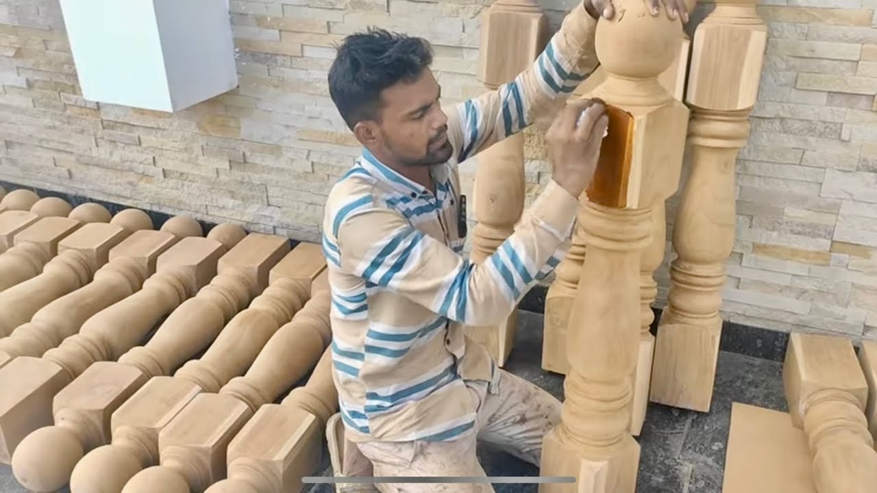 How to Prepare Teak Railing From Wood Pu Polish Spray Work #mintupaintkiduniya