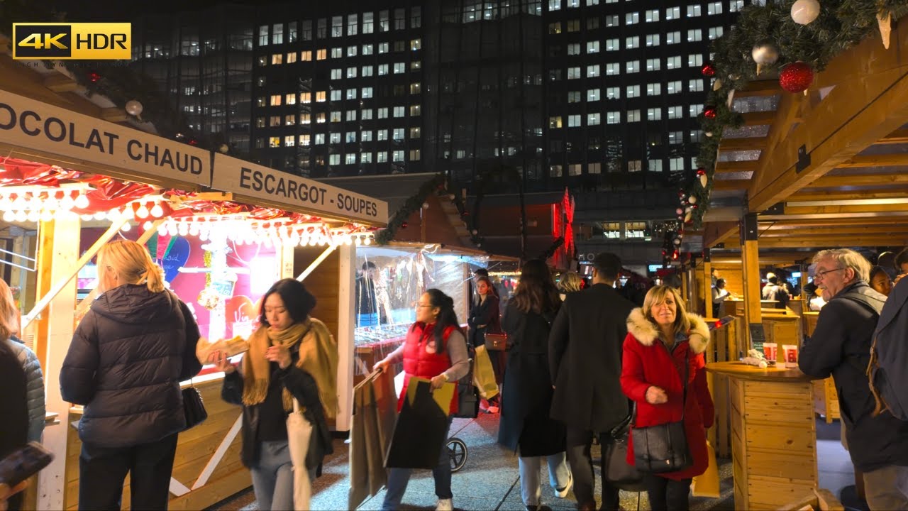 Paris La Défense Marché de Noël 2023 Christmas Night Market (4K HDR)