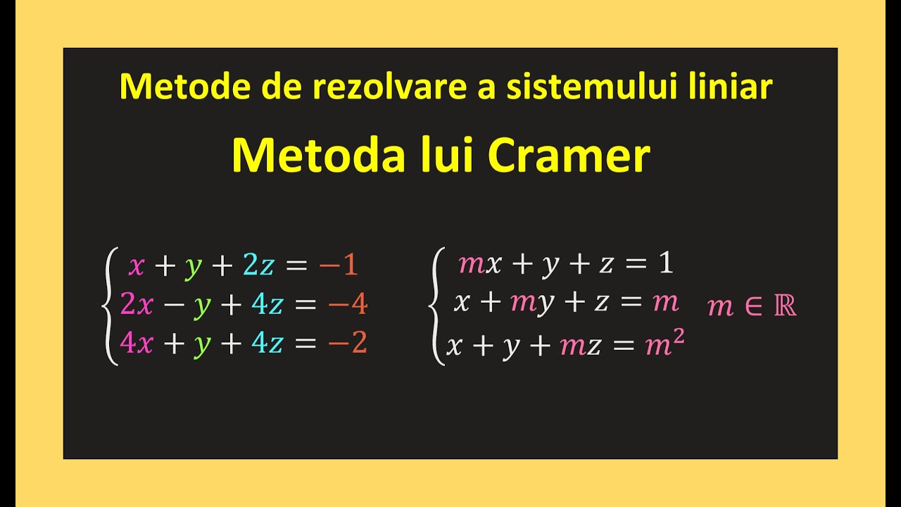 Metoda lui Cramer de rezolvare sisteme liniare exercitii rezolvate clasa 11(Invata Matematica Usor)