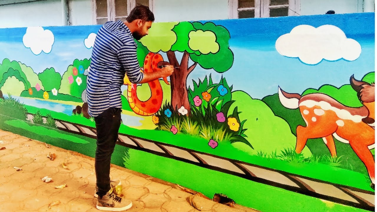 Wall Decoration, School Wall Decoration Ideas,  School Wall Art Decoration, Wall Painting Decoration