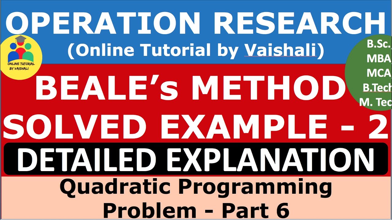 Beale's Method Question-2 |Non Linear Programming Problem| Operation Research