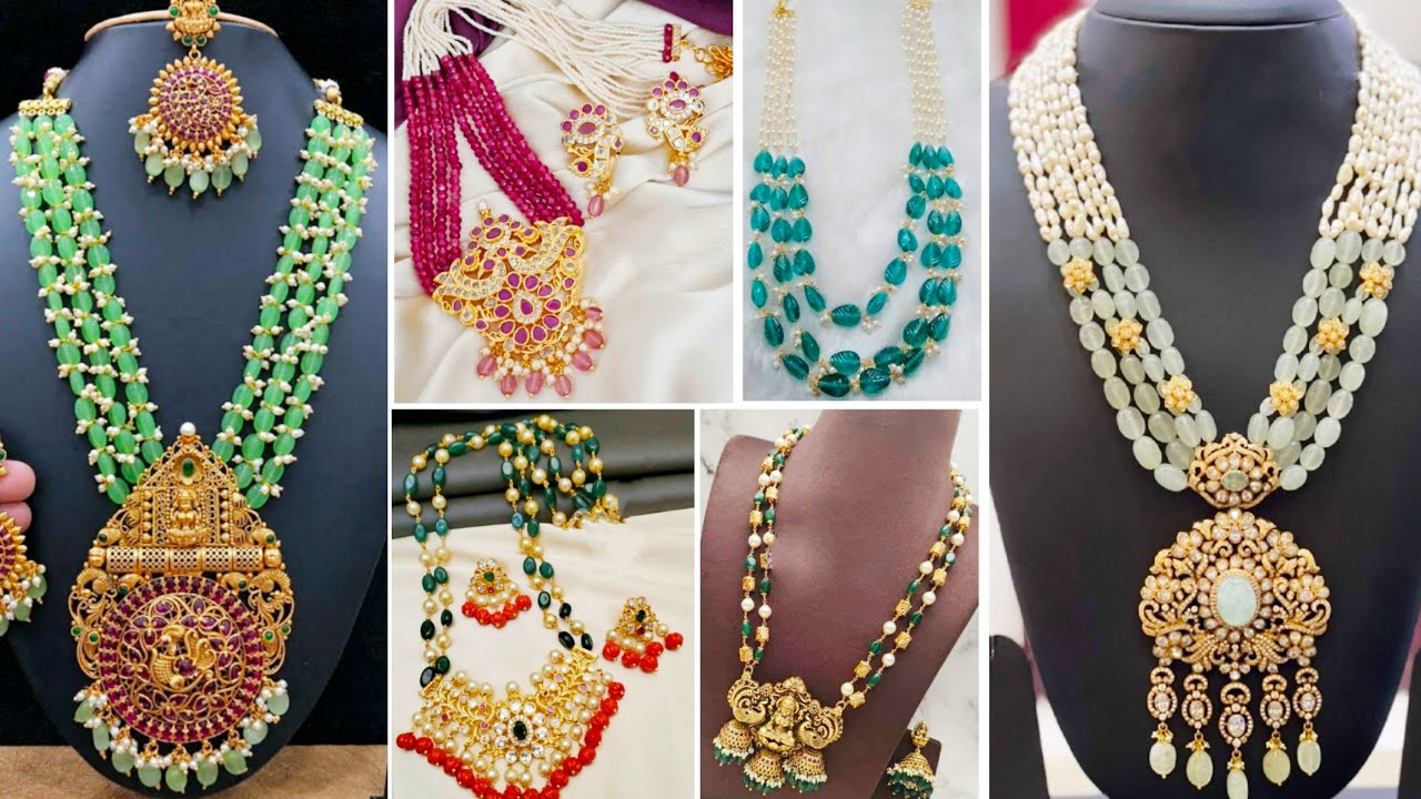 Stunning Beads Jewellery😍Different Beads With Pearl Chokers|Colourful Beads Haram With HeavyPendents