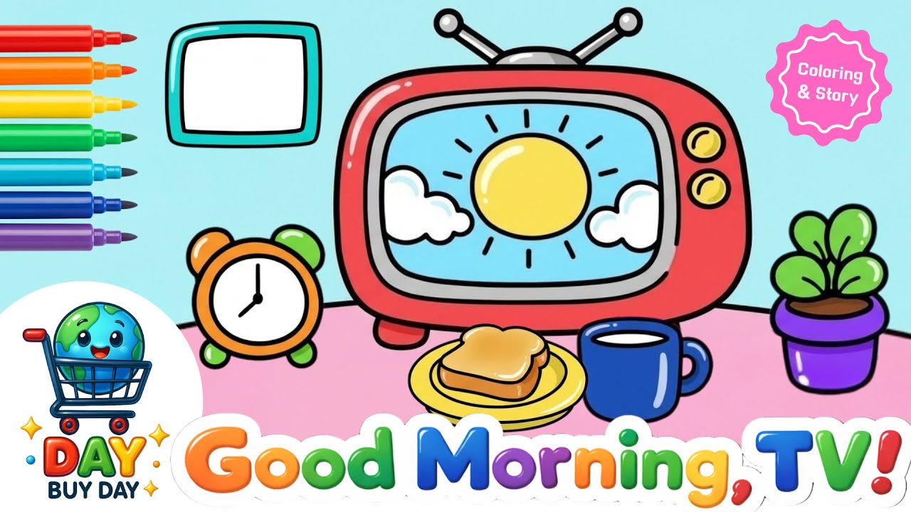 TV Says Good Morning!📺⏰ | Day Buy Day Coloring & Stories for Children
