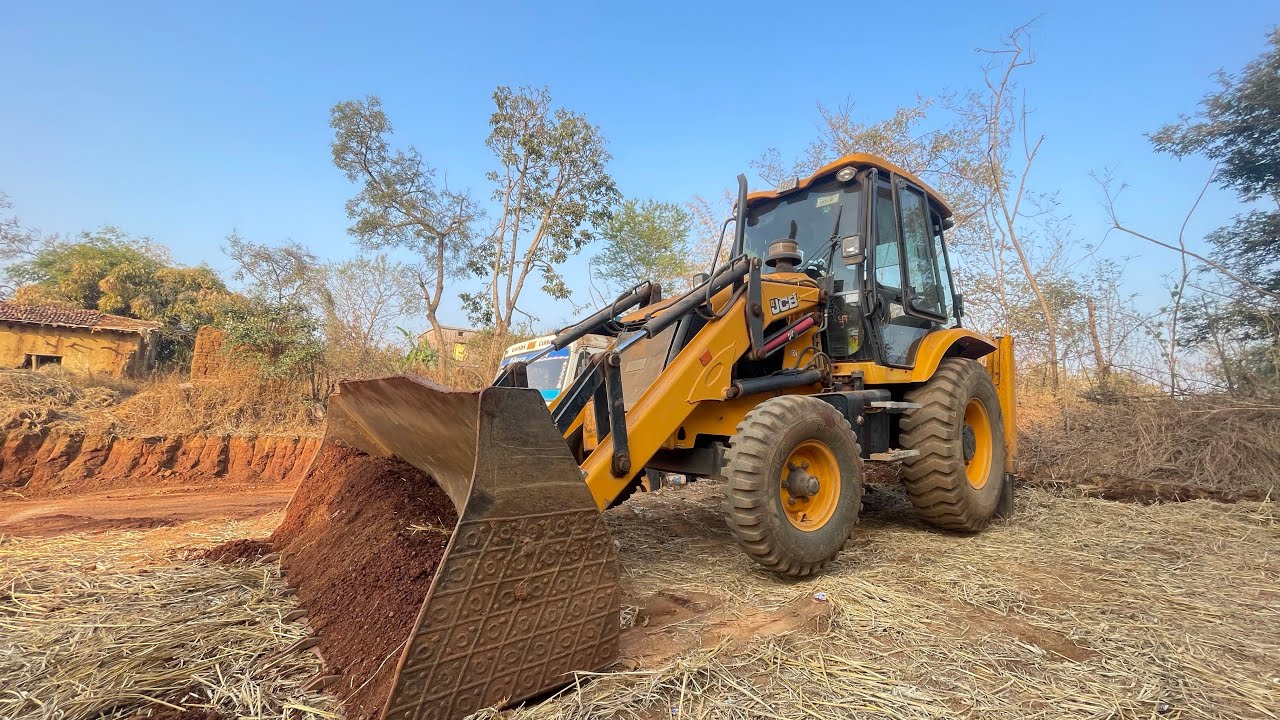 New JCB backhone loading works and truck loading works in JCB and dumpers loading for village work 