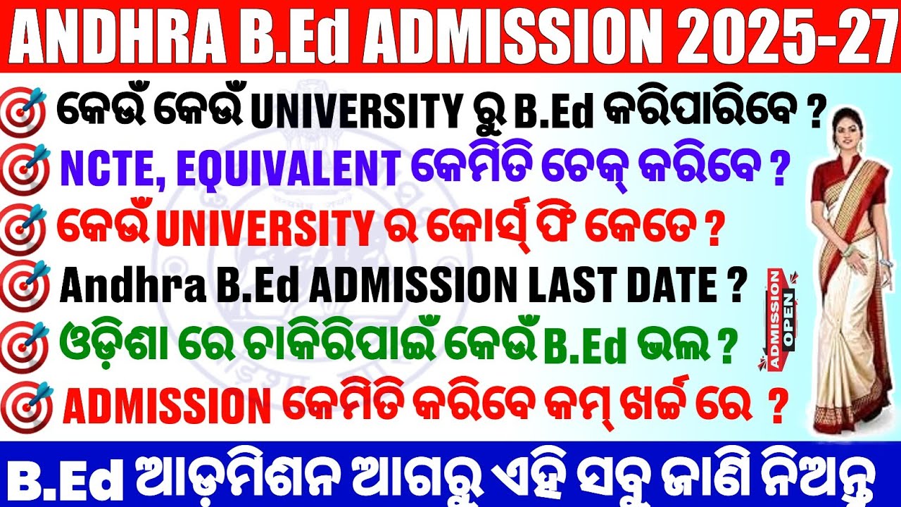 Andhra Pradesh B.Ed Admission 2025, Admission Process,Andhra Pradesh All University B.Ed Course Fees