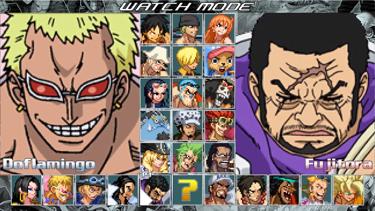One Piece: Great Pirate Colosseum Mugen - Doflamingo VS Fujitora - Gameplay