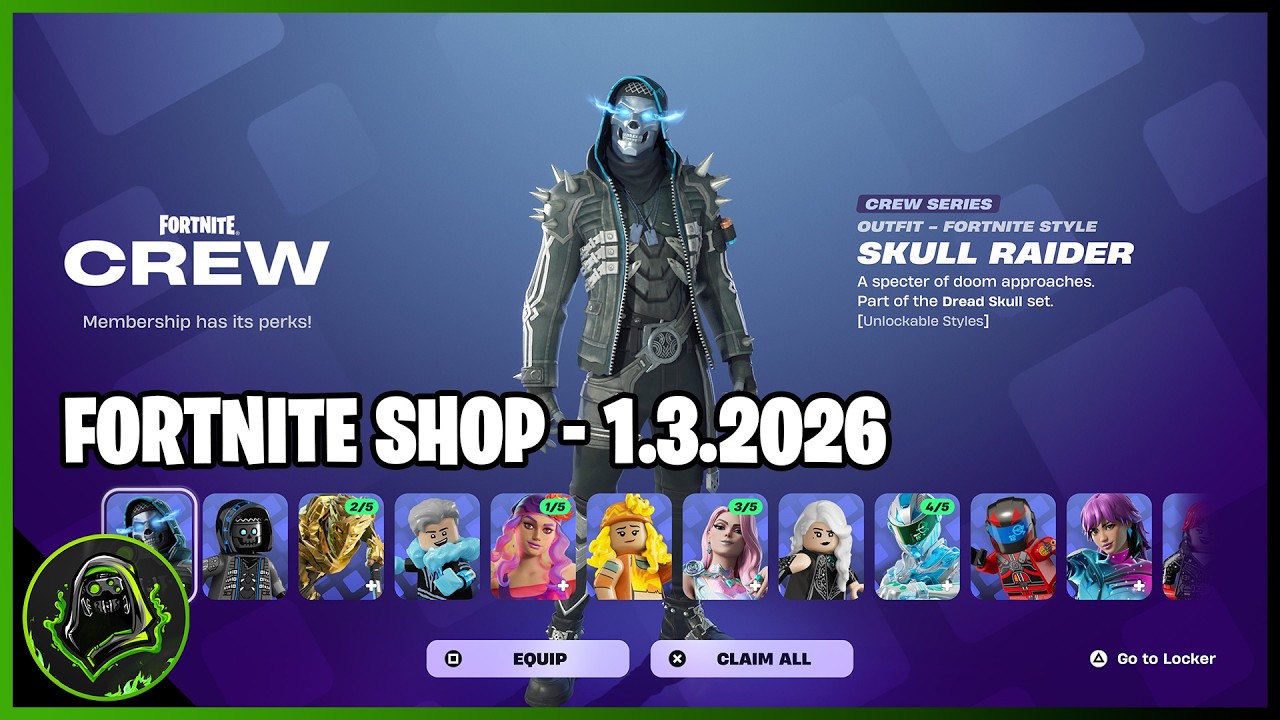 *NOV&Yacute;* FORTNITE SHOP! I 1.3.2026 I CREW BŘEZEN, GRACE, PLAYBOI CARTI SKINY!