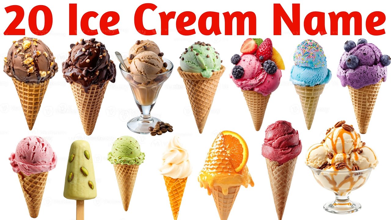 20 Tasty Ice Cream Names | Ice Cream Names in Hindi & English | Kids Ice Cream Learning
