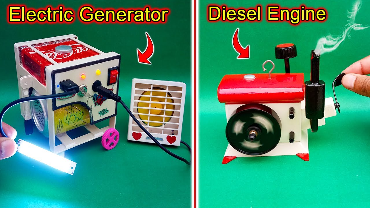 Top 2 Science Project Generator & Engine Model | Making A Electric Generator | Making Diesel Engine
