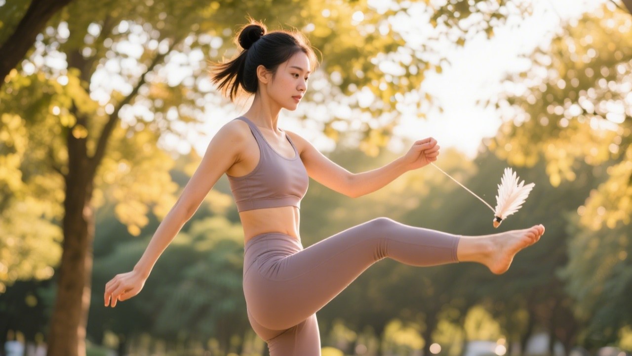 Chinese people use Kung Fu to play shuttlecock#Kicking shuttlecock with Kung Fu