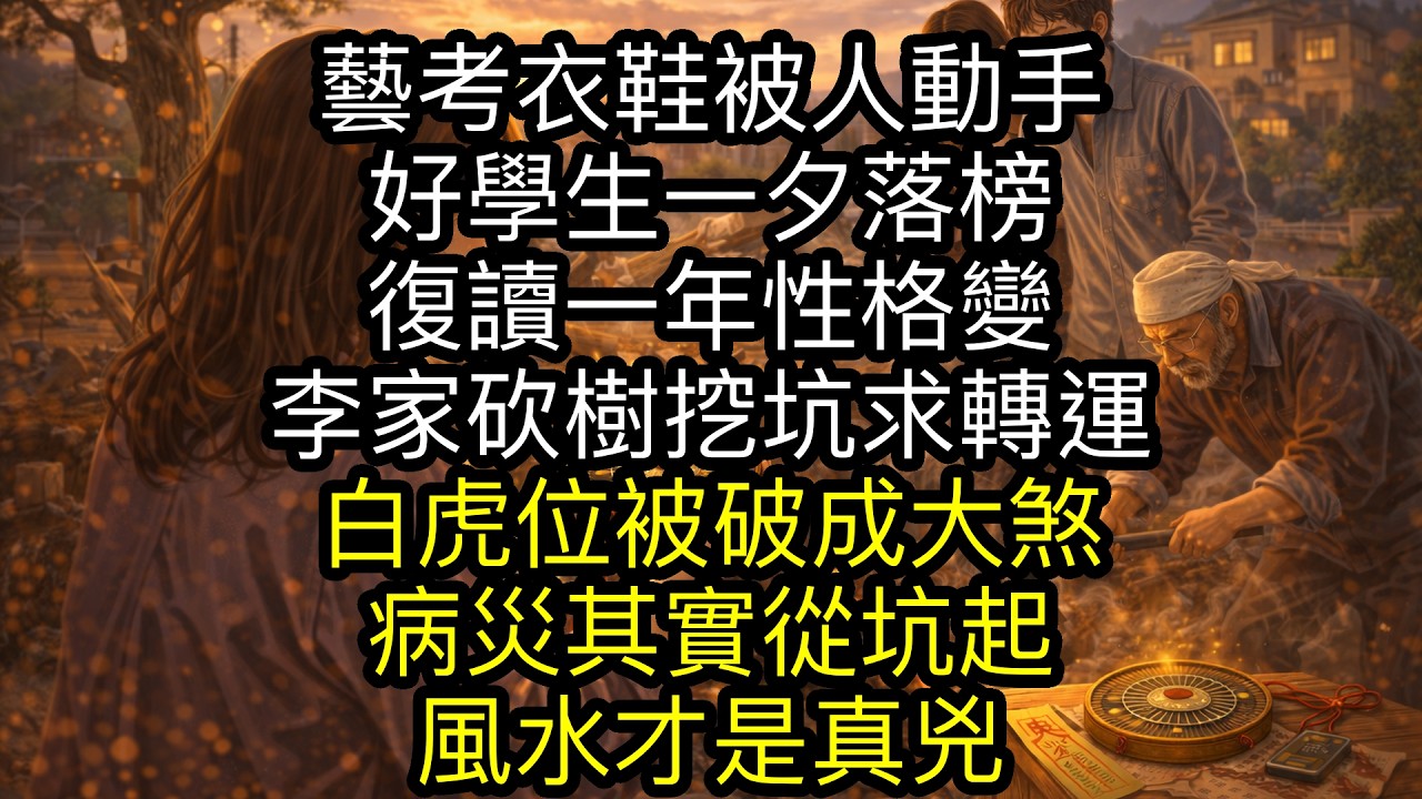 【一卦千金13】藝考衣鞋被人動手好學生一夕落榜復讀一年性格變李家砍樹挖坑求轉運 白虎位被破成大煞病災其實從坑起風水才是真兇#書林小說 #重生 #爽文 #情感故事 #唯美频道