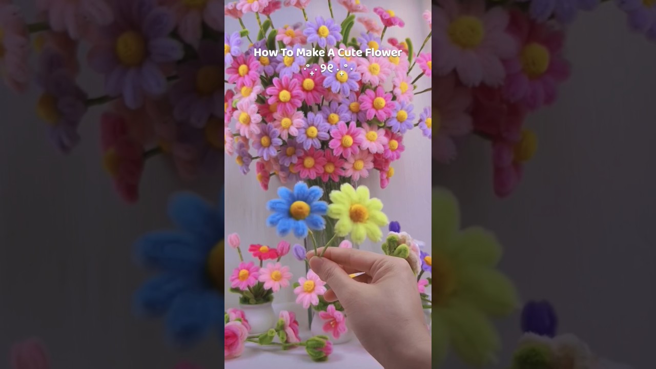 how to make a craft with pipe cleaners | fuzzy wire flowers tutorial #craftideas #diycrafts