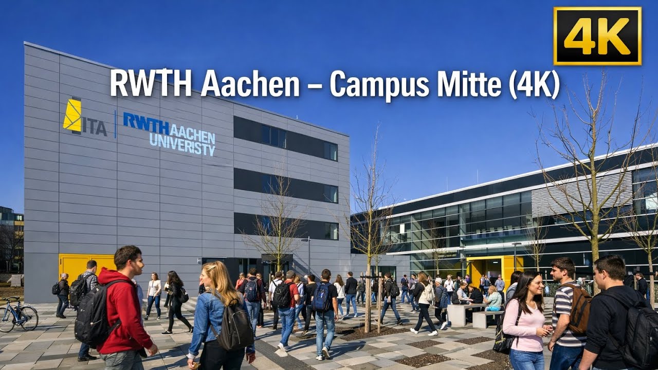 POV Walk Around RWTH Aachen University Germany 🇩🇪 | Campus Mitte & Ponttor (4K)