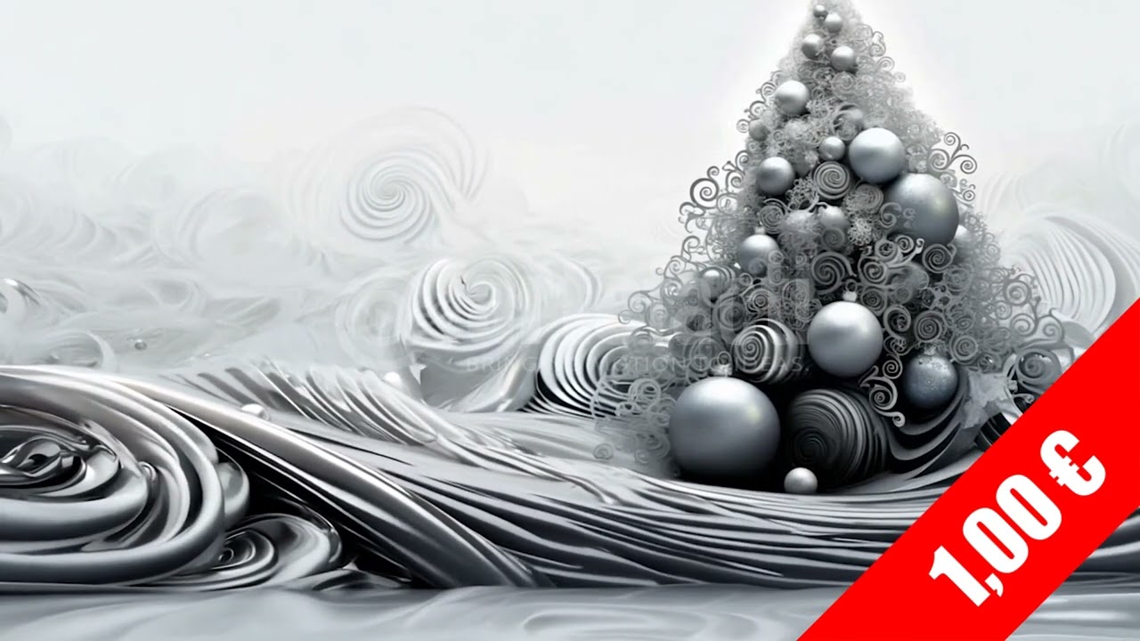 Abstract Silver Christmas Tree with Metallic Swirls | HD Stock Footage