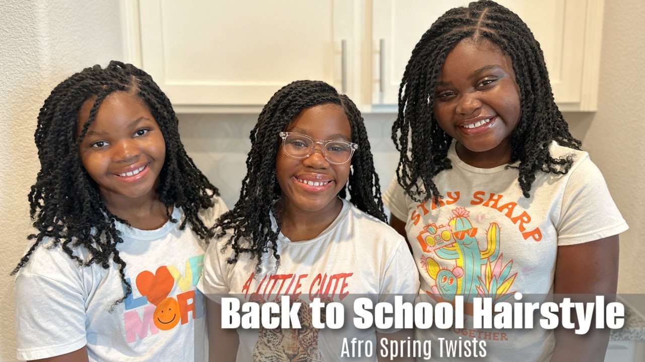Best Back to School Hairstyle 💕| Afro Spring twist | Two strand twists w/ extensions