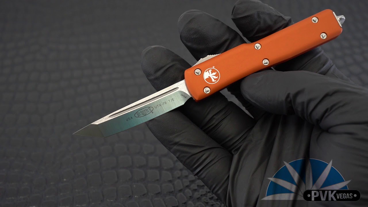 Microtech UTX-70 T/E 149-4OR Satin Blade Orange Handle
