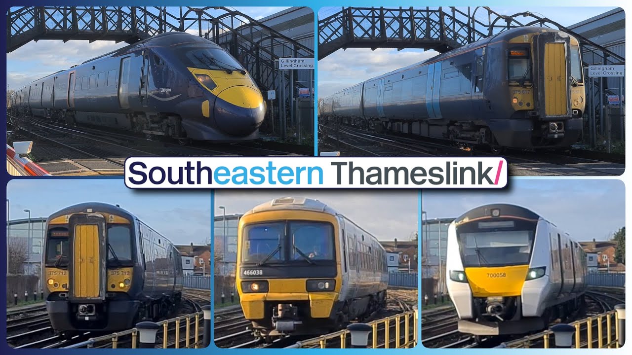 Southeastern & Thameslink Railway service at Gillingham Level Crossing on the Chatham Main Line