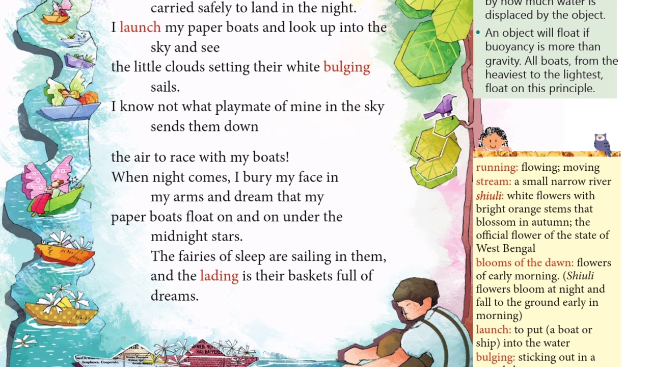 Poem - Paper boats by Rabindranath Tagore | English Literature | Class V | Breeze Coursebook.