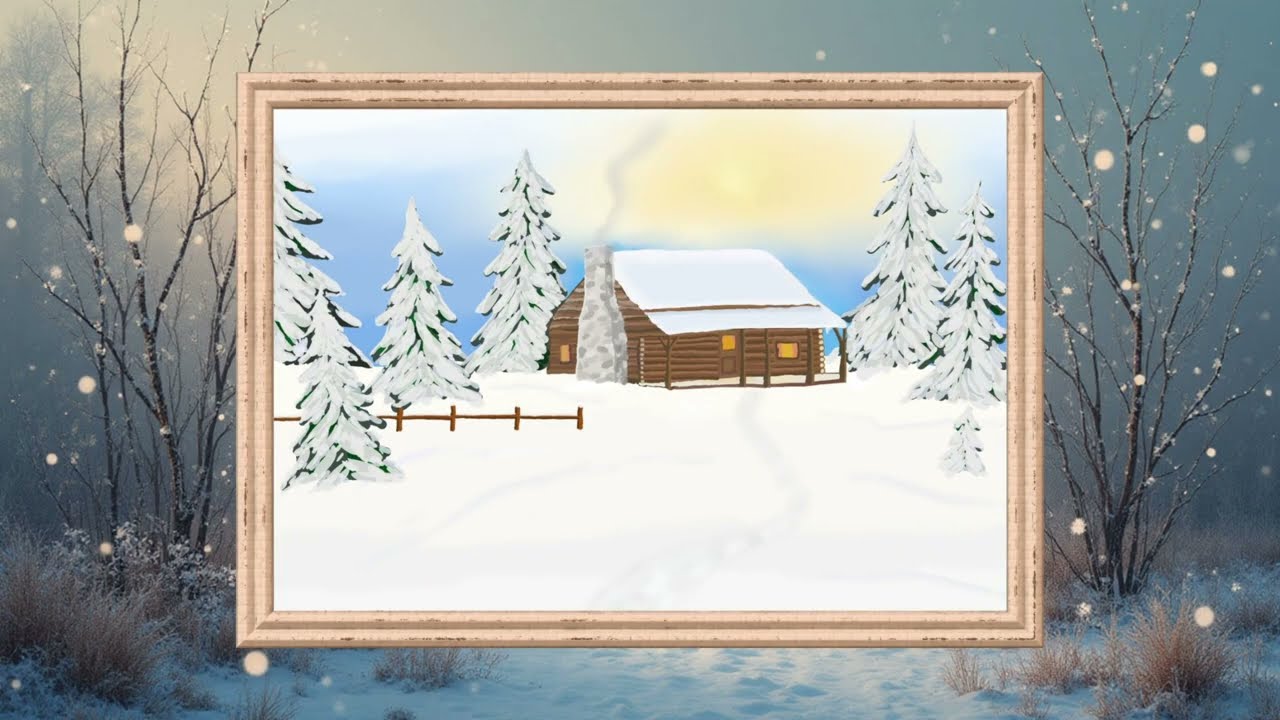 Cozy Winter Cabin - Digital Painting Process - Timelapse