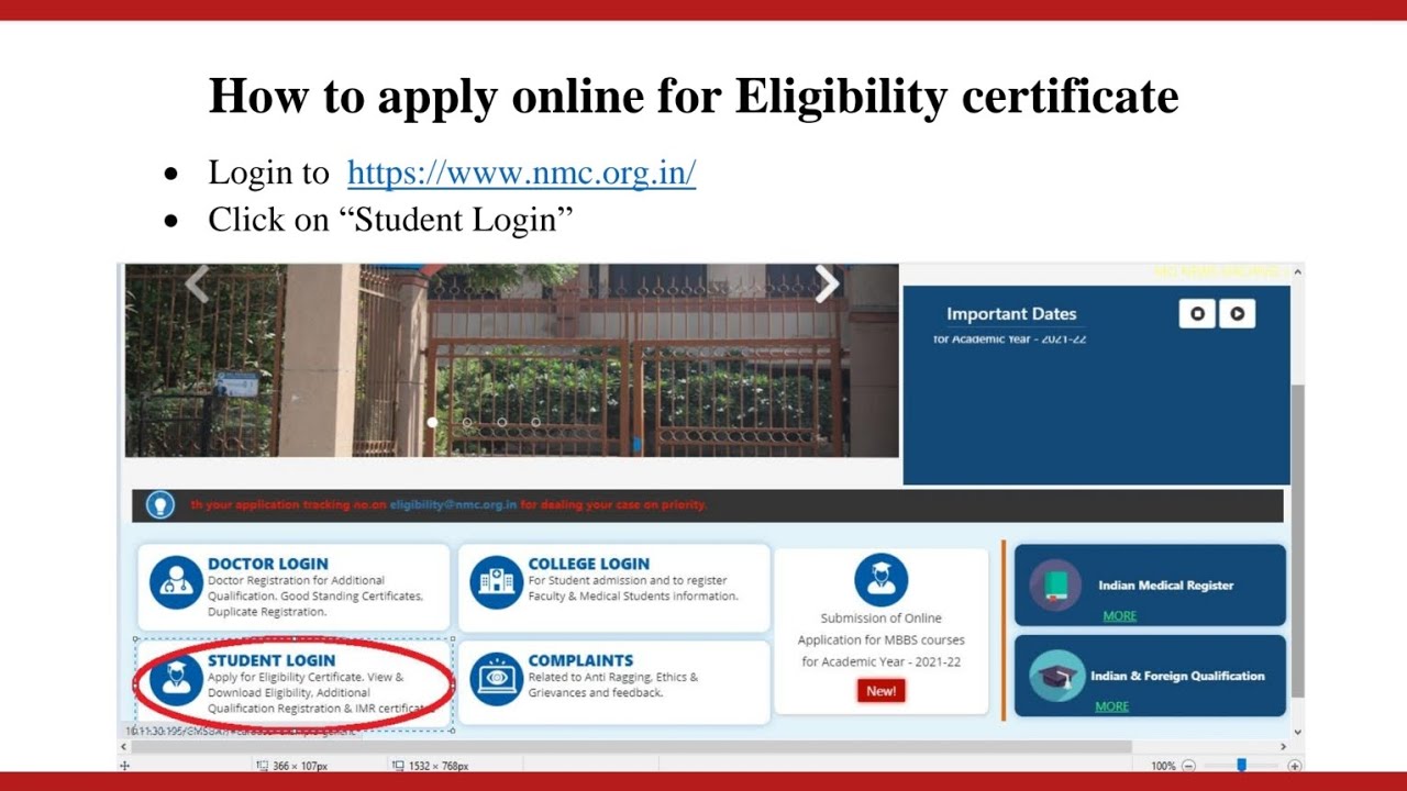 How to Apply Online for an Eligibility Certificate  (NMC/FMGE)  | Step-by-Step Guide