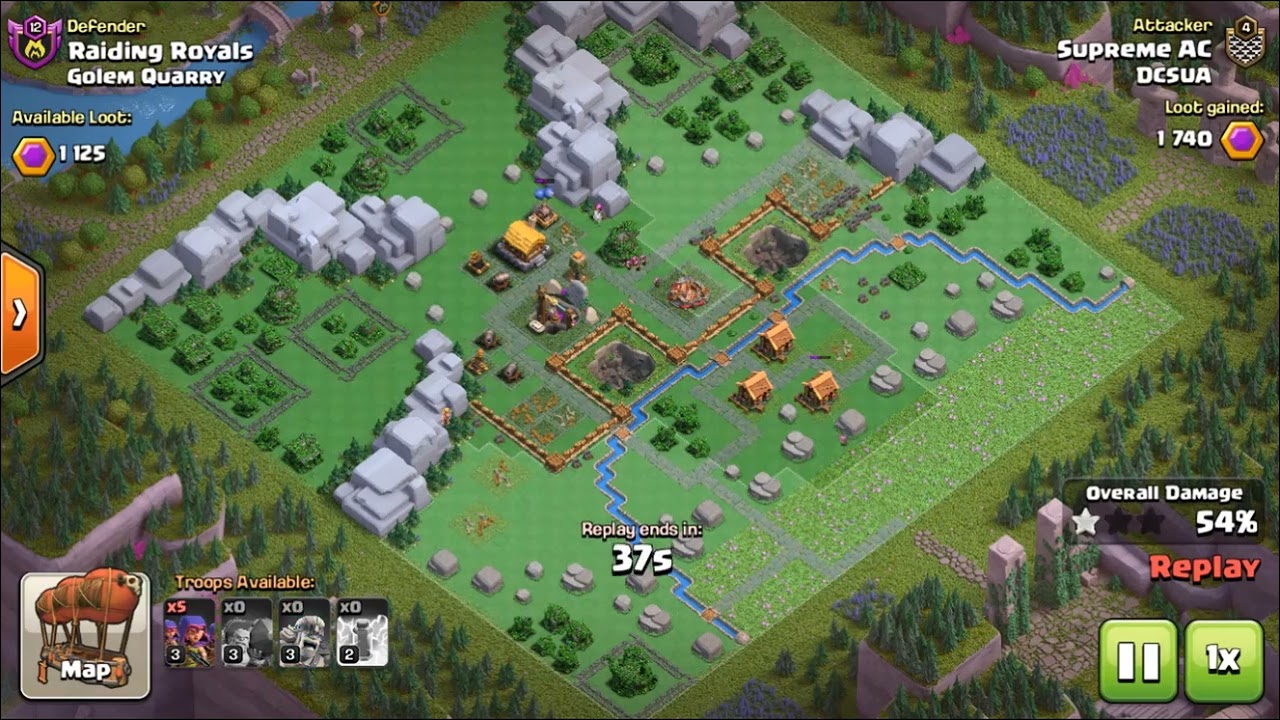 One-Shot a Default Golem Quarry Level 1 Base with this Attack | Clash Of Clans |