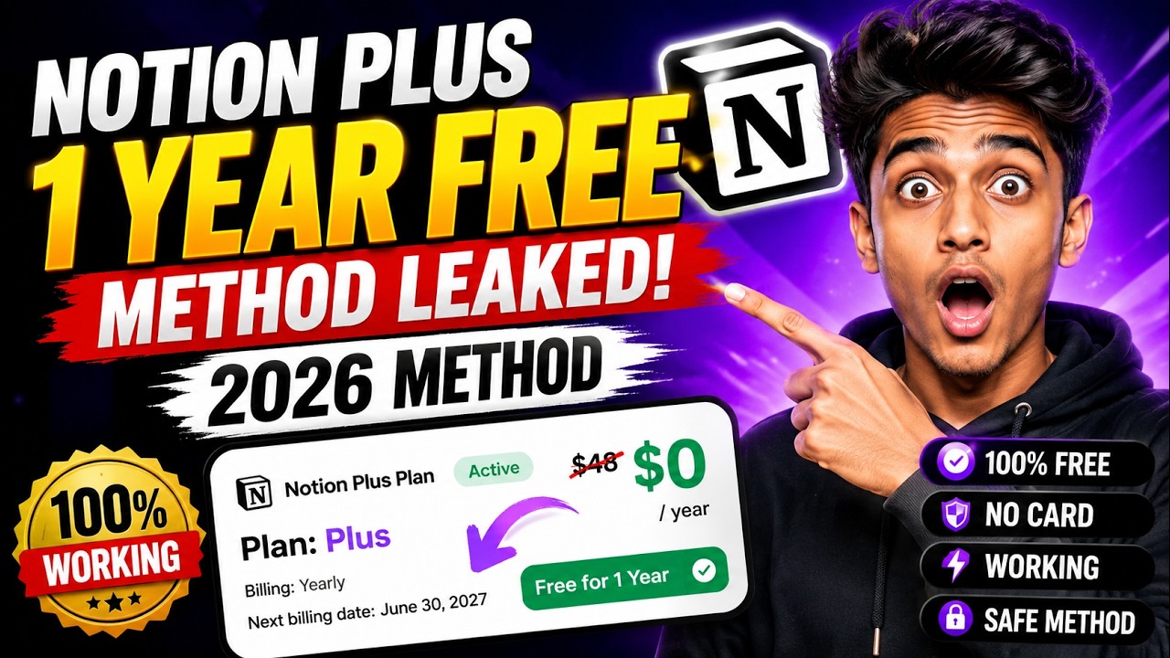 Notion Plus 1 Year FREE Method 2026 🔥 Latest Working Guide | Notion Premium Free Tutorial