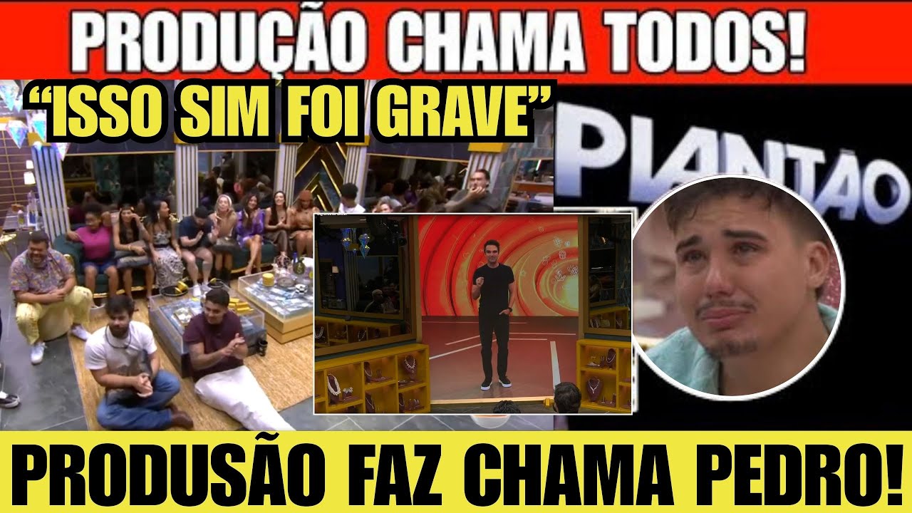 BBB 26; PRODU&Ccedil;&Atilde;O CHAMA TODOS NA SALA E TADEU APARECE COM COMUNICADO URGENTE PEDRO GRITA!