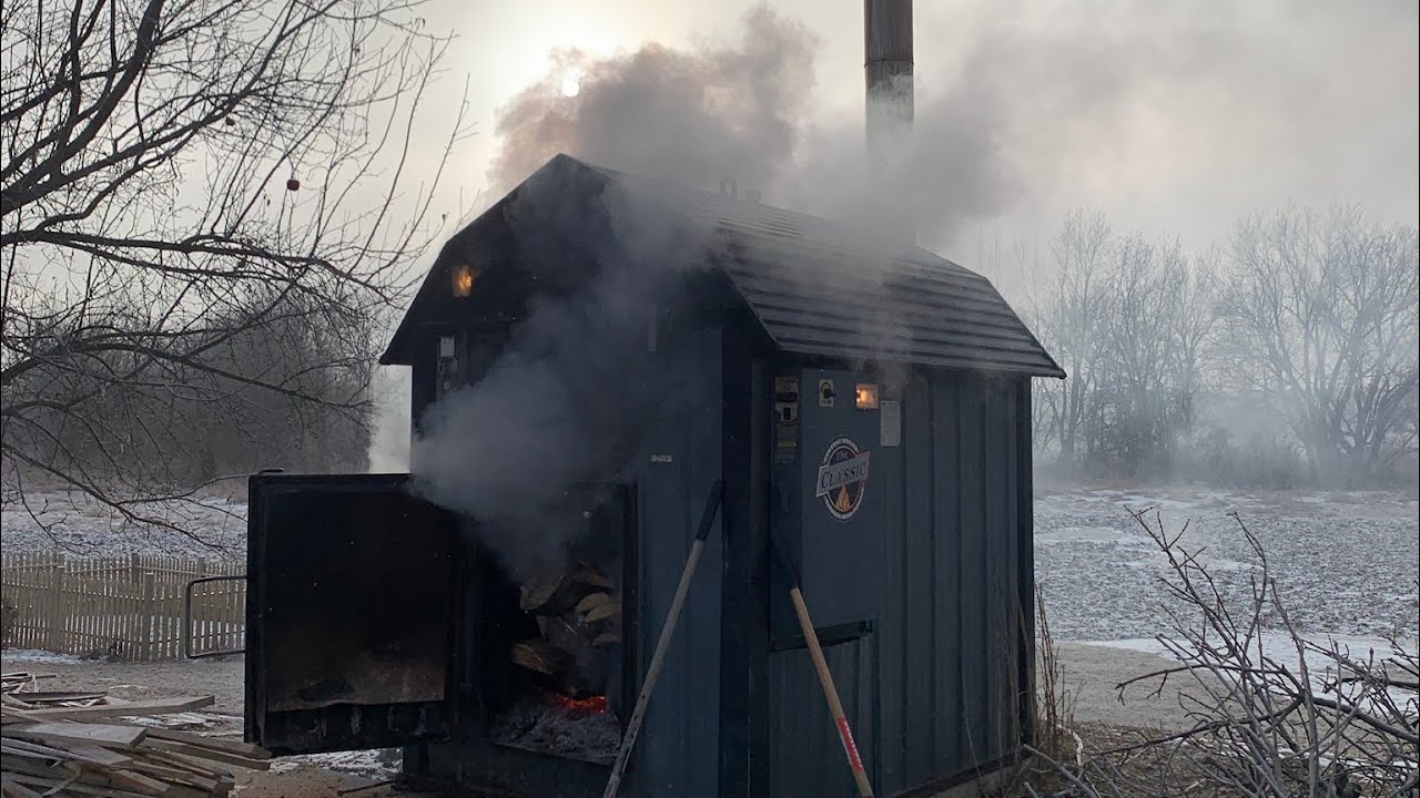 Installing our outdoor wood boiler to heat our 3 buildings