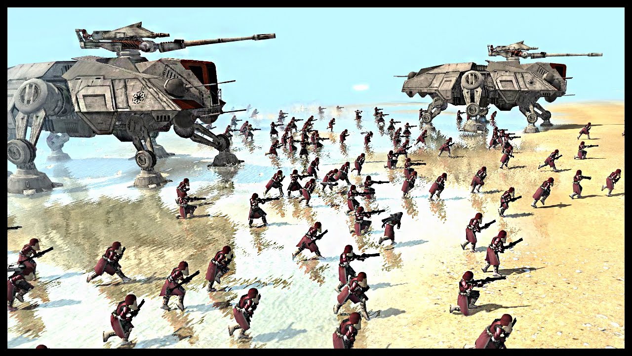 Clone Marines Beach Assault - Droid Line Defense | Men of War Assault Squad 2 Star Wars Mod Gameplay