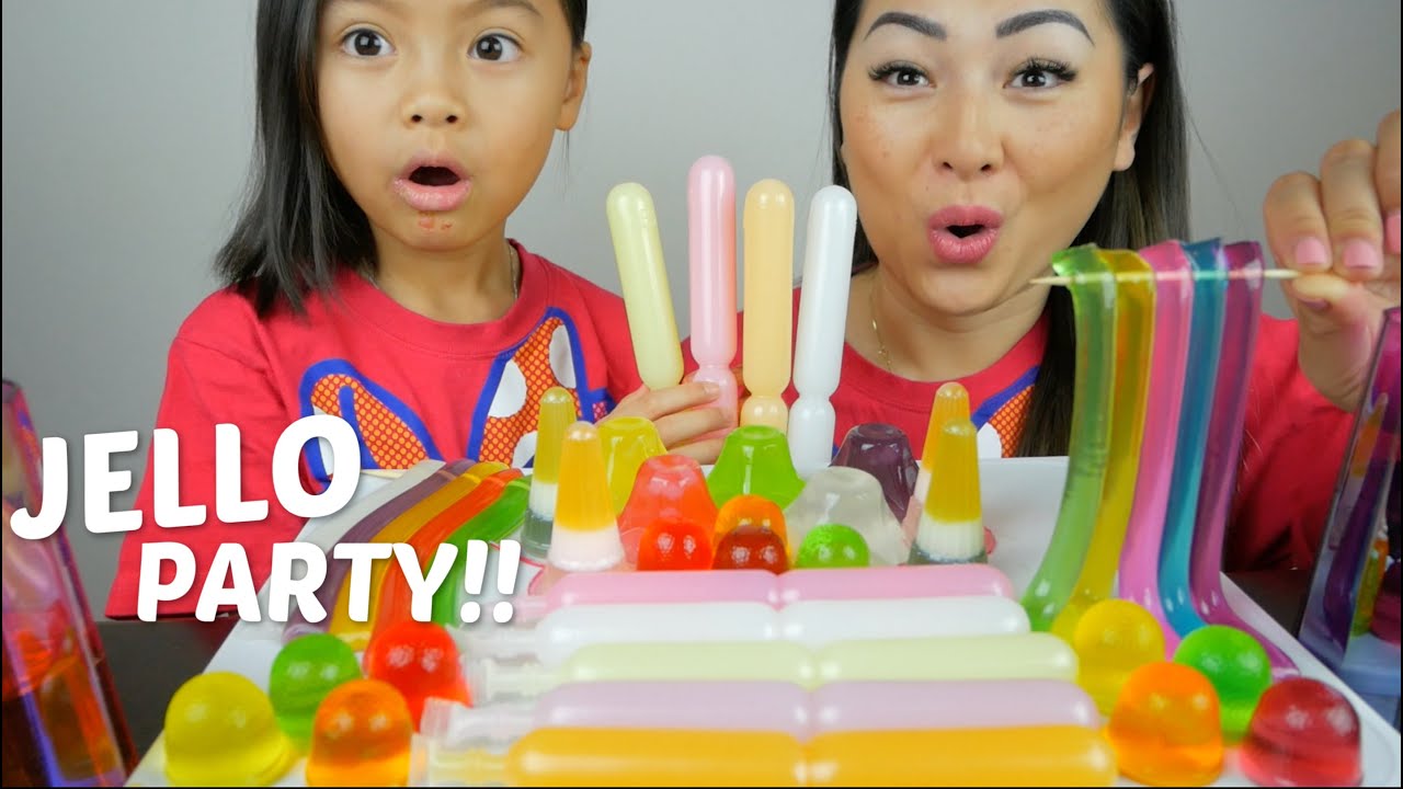 Jello Party * Ассорти из желе и желейных палочек Mukbang | N.E Let's Eat