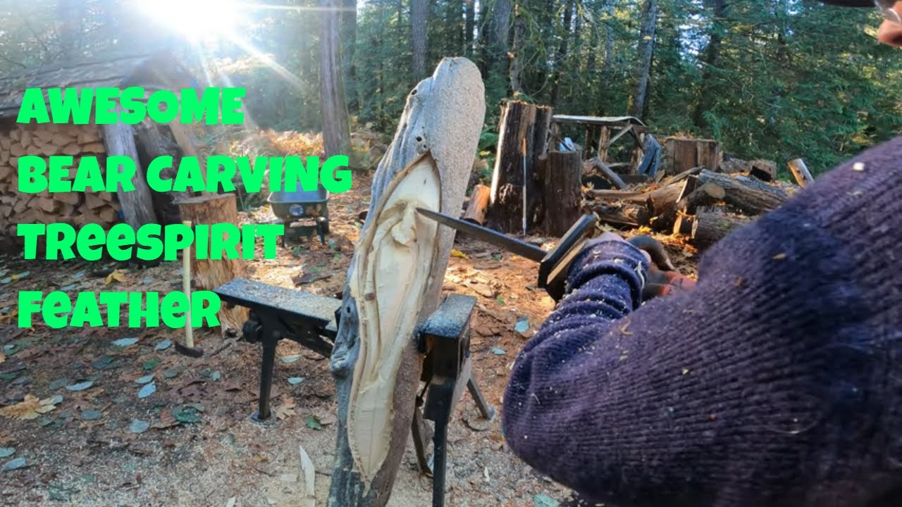Awesome Bear, Treespirit  and Feather carving