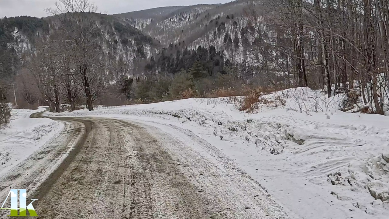 Scenic Driving Tour On Snow-Covered Back Roads In the Heart of the Green Mountains of Vermont (4K)