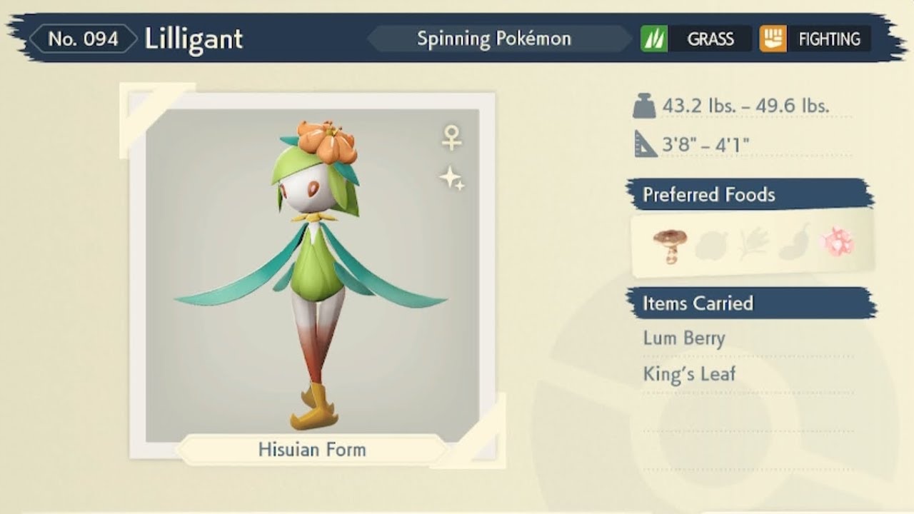 Pokémon Legends Arceus Shiny Hisuian Lilligant