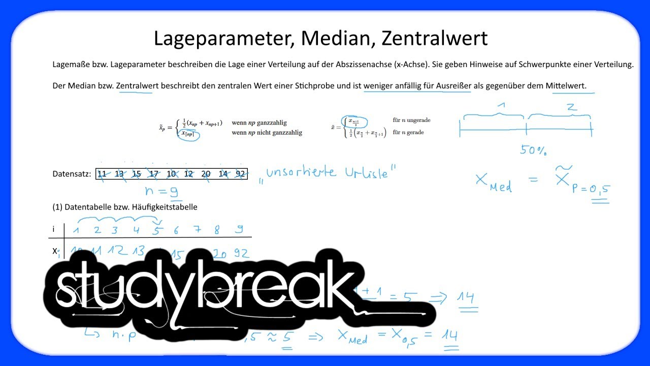 Lageparameter, Median, Zentralwert | Statistik