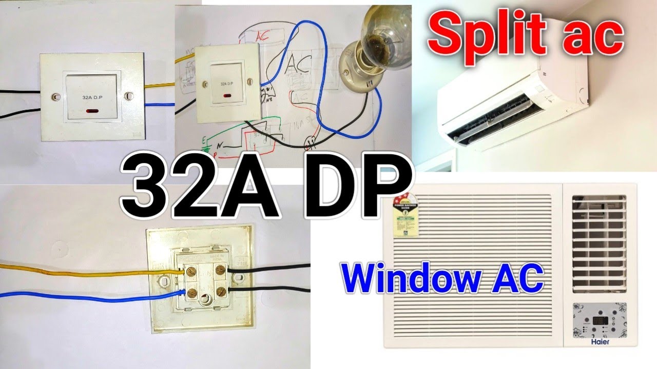 32 एंपियर स्विच में 4 वायर कैसे जोड़े || 32A DP switch wiring AC connection
