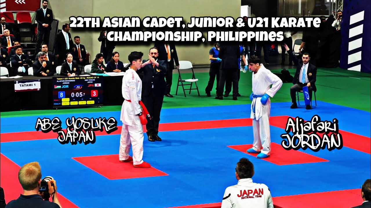JORDAN VS JAPAN | Mohm. Aljafari vs Abe Yosuke | U21 -84kg Kumite | 22th Asian Karate Championship